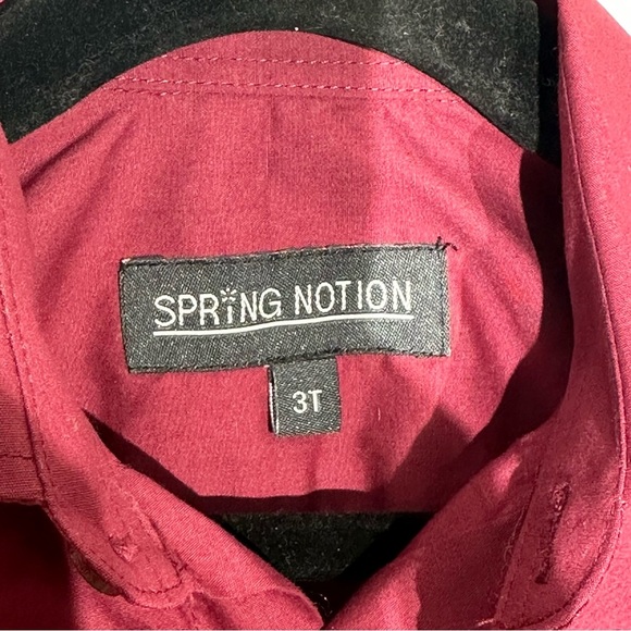Spring Notion Burgundy Long Sleeve Button Up Shirt Toddler Boy Size 3T - Picture 5 of 8
